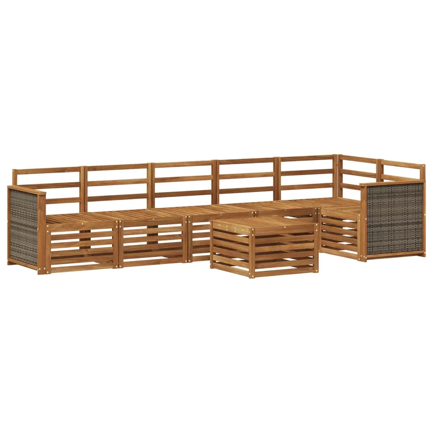 vidaXL Ecksofa Set 6 Stk Natur Massivholz Akazie 3384435