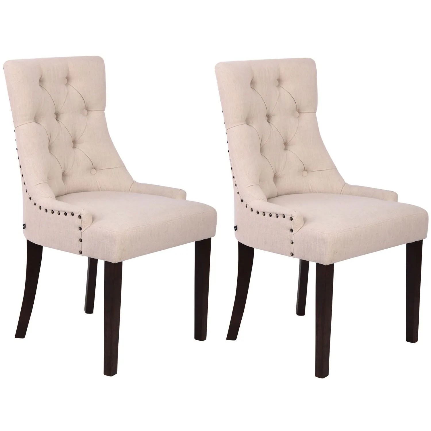 CLP 2er Set Esszimmerstuhl Aberdeen Stoff Creme/Antik