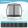 Costway Trampolin Outdoor Ø366 cm, schwarzer Rahmen, Sicherheitsnetz. Gartentrampolin mit Leiter.