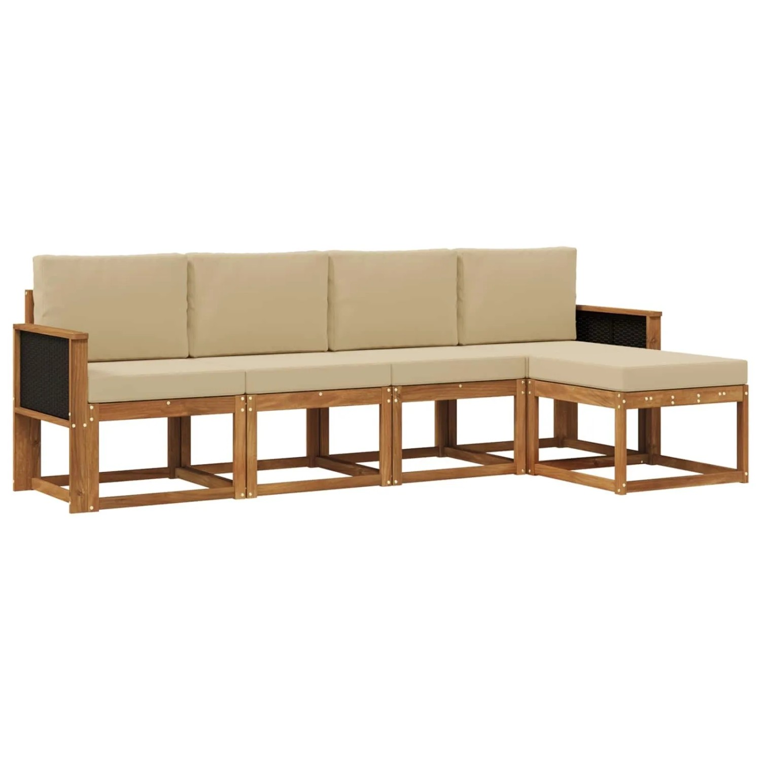 vidaXL Outdoor-Sofagarnitur 5 Stk Natur und Beige Polyester 3385124