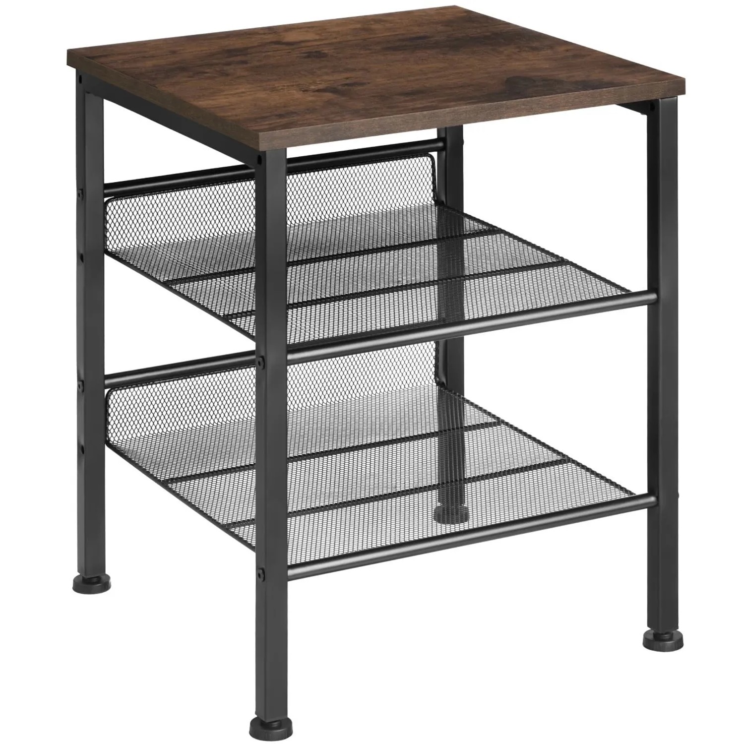 Tectake Beistelltisch Lincoln Industrial Style Holz und Stahl  40 50 x 40 x 50 50 cm Industrial Holz Dunkel  Rustikal