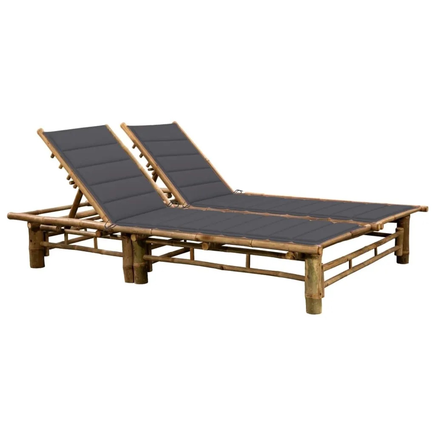 Furnicato Sonnenliege Bambus Anthrazit 200 X 130 X 24 87 Cm