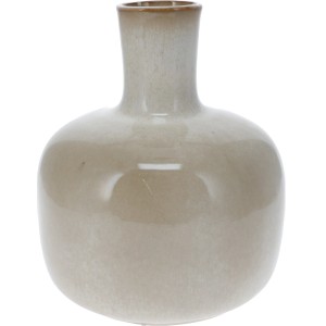 Porzellan Vase in Flaschenform, beige, Ø 18x20 cm, für Blumen und Deko.
