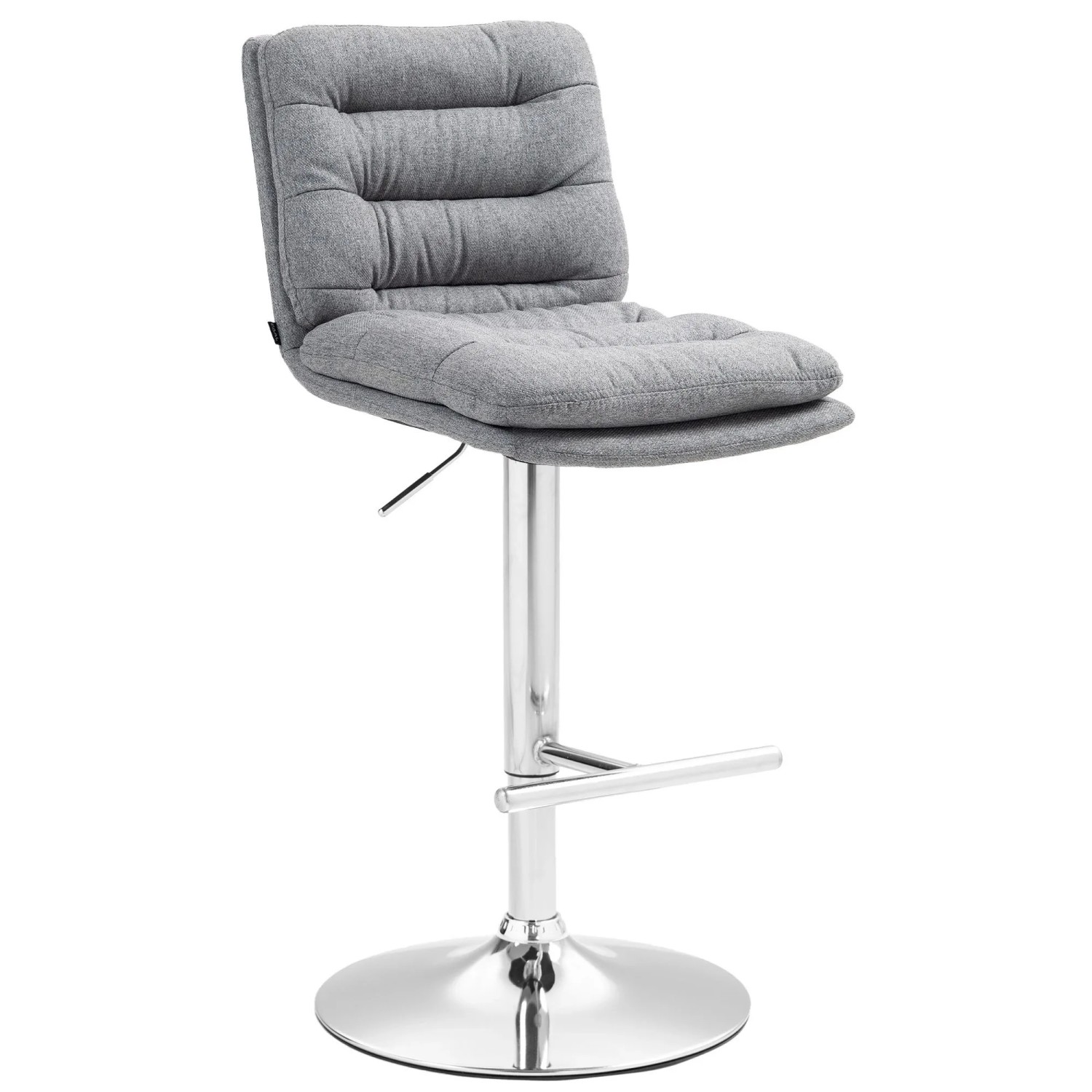 DELUKE Barhocker TURIN Grau Stoff Chrom Barstuhl Mit Lehne Tresenhocker Tresenstuhl
