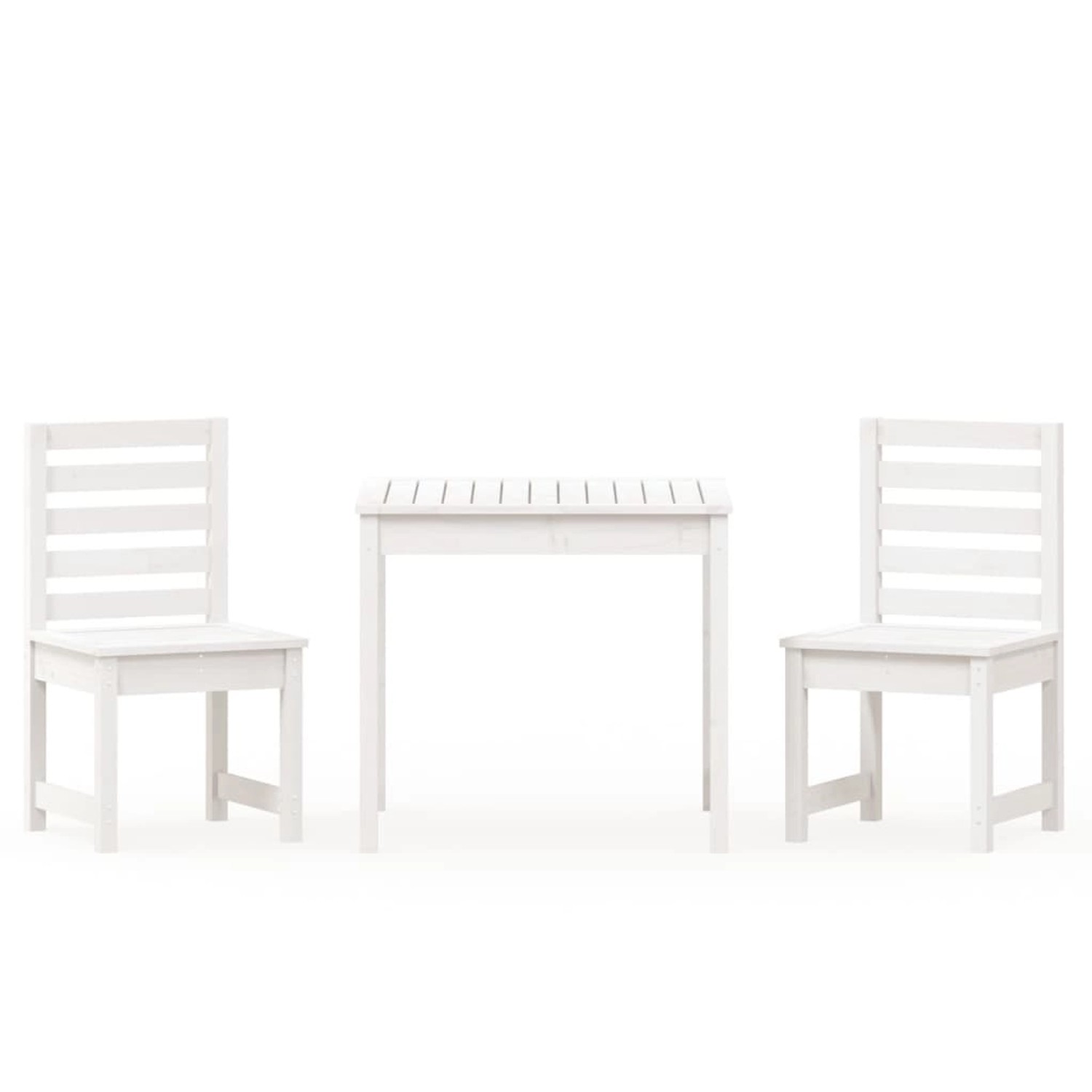 vidaXL 3-Tlg Garten-Bistro-Set Weiß Massivholz Kiefer 3154672