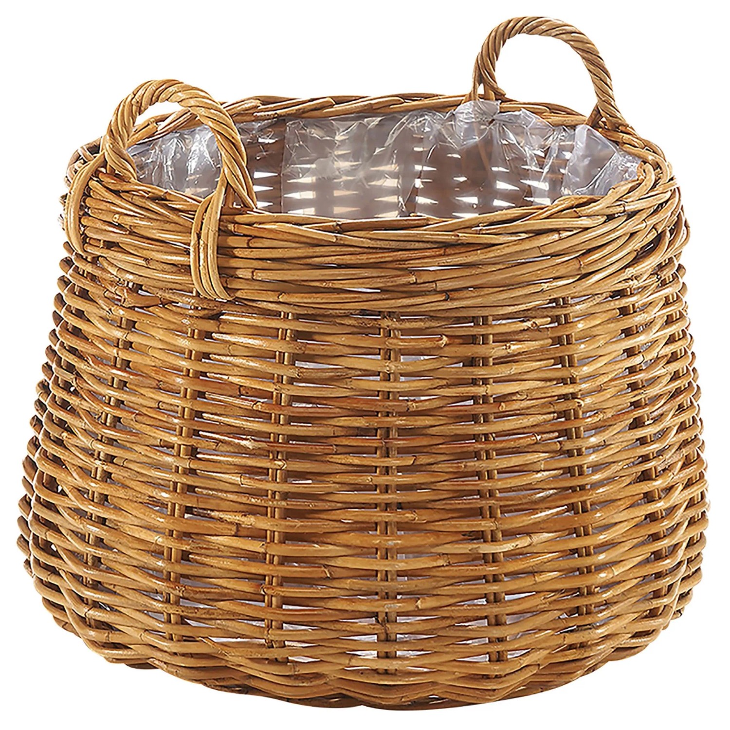 Kobolo Rattanübertopf Pflanzkorb Übertopf  Korb Rattan Lacak mit Folie Größe M