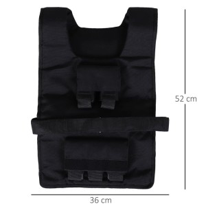 Schwarze HOMCOM Gewichtsweste aus Oxford-Stoff, 36x52 cm, mit verstellbarem Gurt für Sport & Fitness Training.