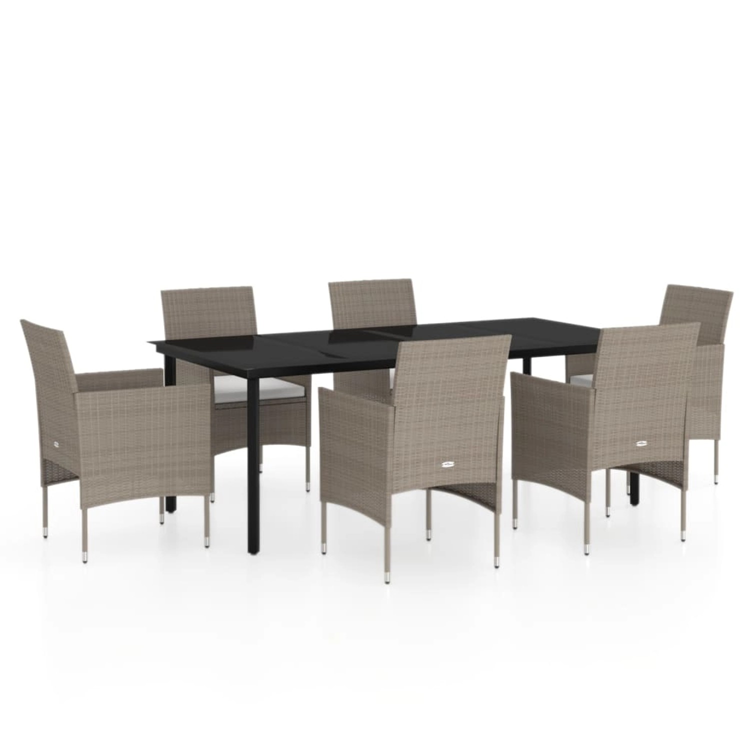 vidaXL 7-Tlg Garten-Essgruppe mit Kissen Beige und Schwarz 3099297