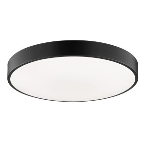 Flache, runde LED-Deckenleuchte Vadin von Brilliant, schwarz-weiß, mit RGB-Funktion und Fernbedienung.