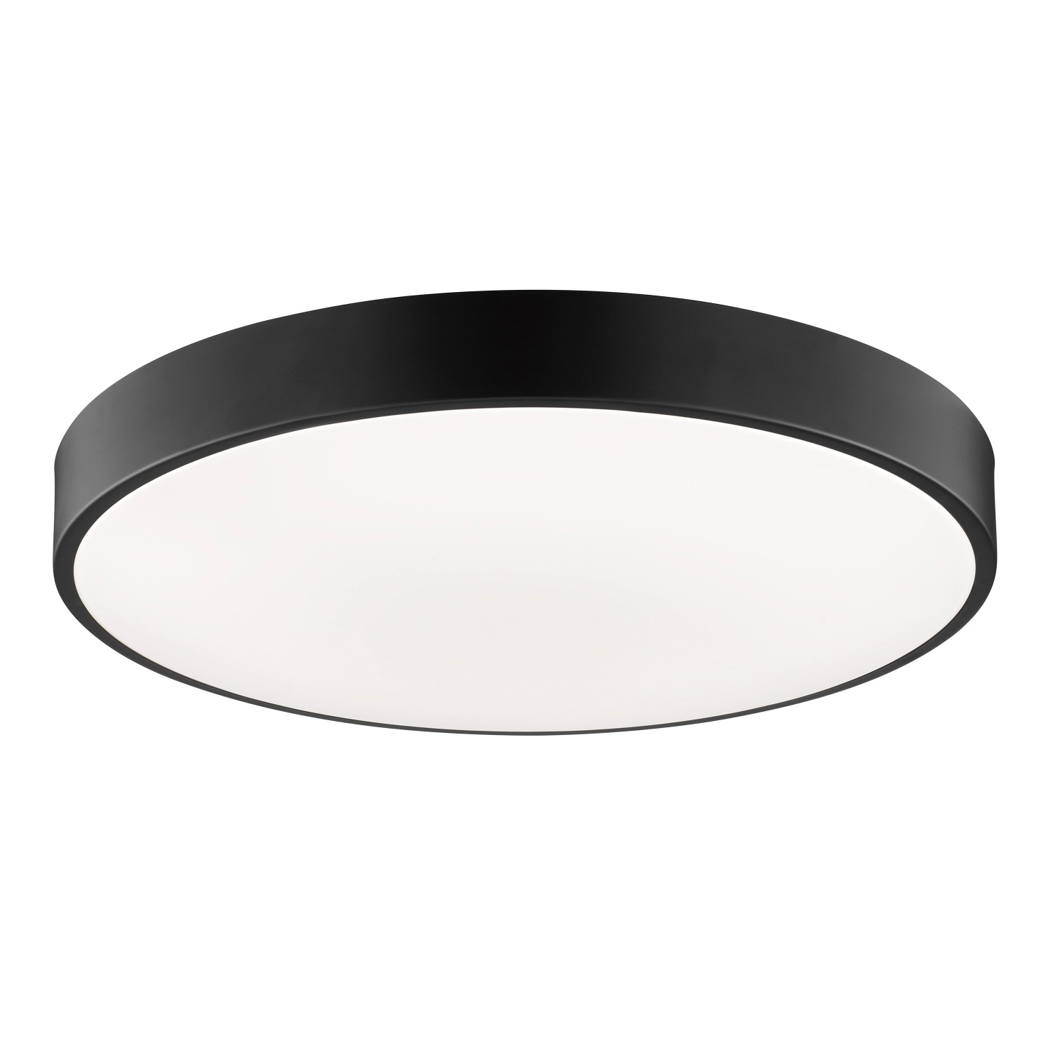 Flache, runde LED-Deckenleuchte Vadin von Brilliant, schwarz-weiß, mit RGB-Funktion und Fernbedienung.