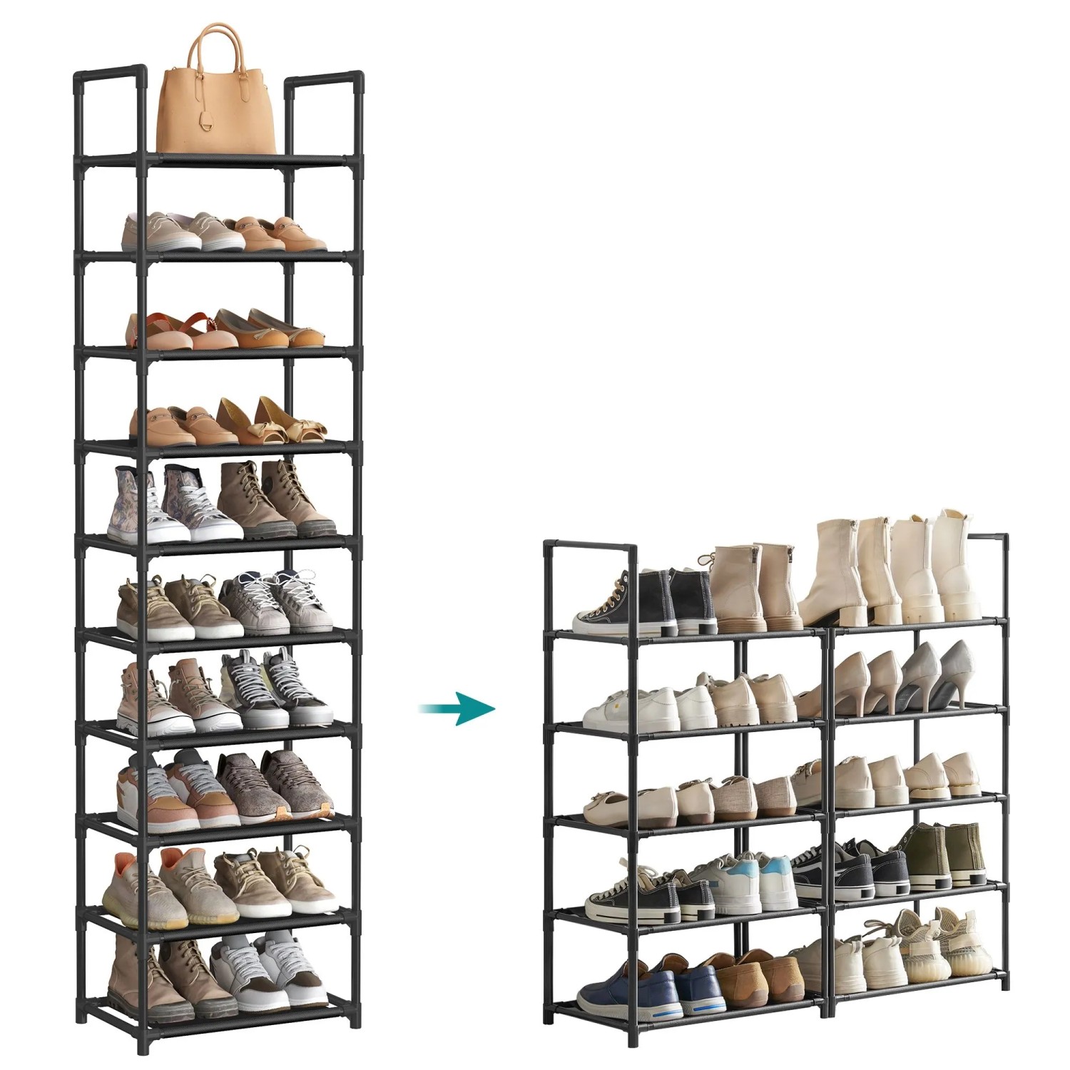 Songmics Schuhregal Rylan 10 Ebenen Schwarz günstig online kaufen