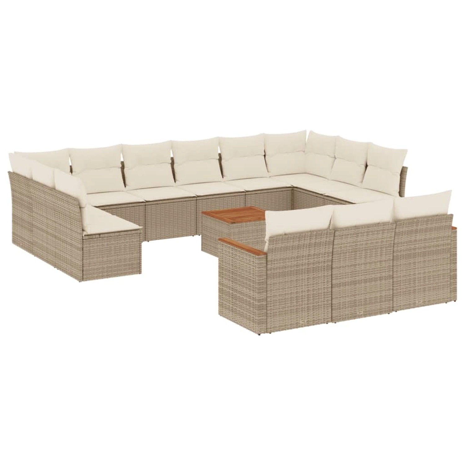 vidaXL 14-Tlg Garten-Sofagarnitur mit Kissen Beige Poly Rattan 3258866 günstig online kaufen