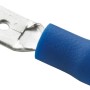 Blaue, vollisolierte Flachsteckhülse für Kabel 1,5-2,5 mm² im Detail.