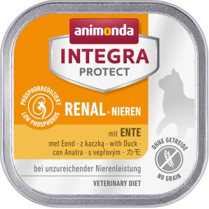 Integra Protect Spezialfutter Niere Ente, getreidefreies Katzenfutter für Nierenerkrankungen.