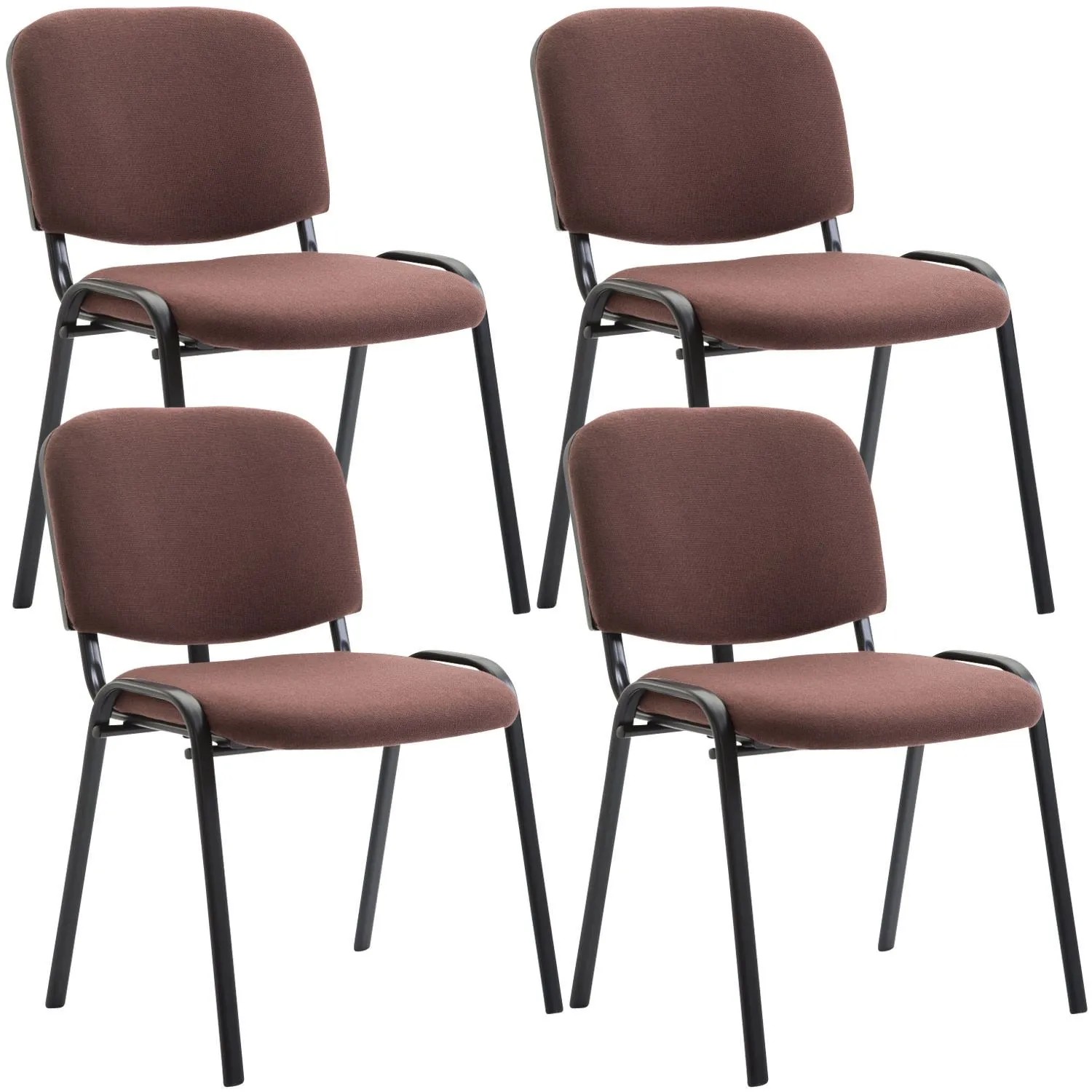 DELUKE 4er Set Besucherstuhl ZAGREB Stoff Braun 53x53x83cm Konferenzstuhl Wartezimmerstuhl Bürostuhl