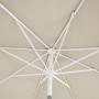 Detailaufnahme des matt-beigen Svita Sonnenschirms 3x2m, Blick von unten auf das Gestell.