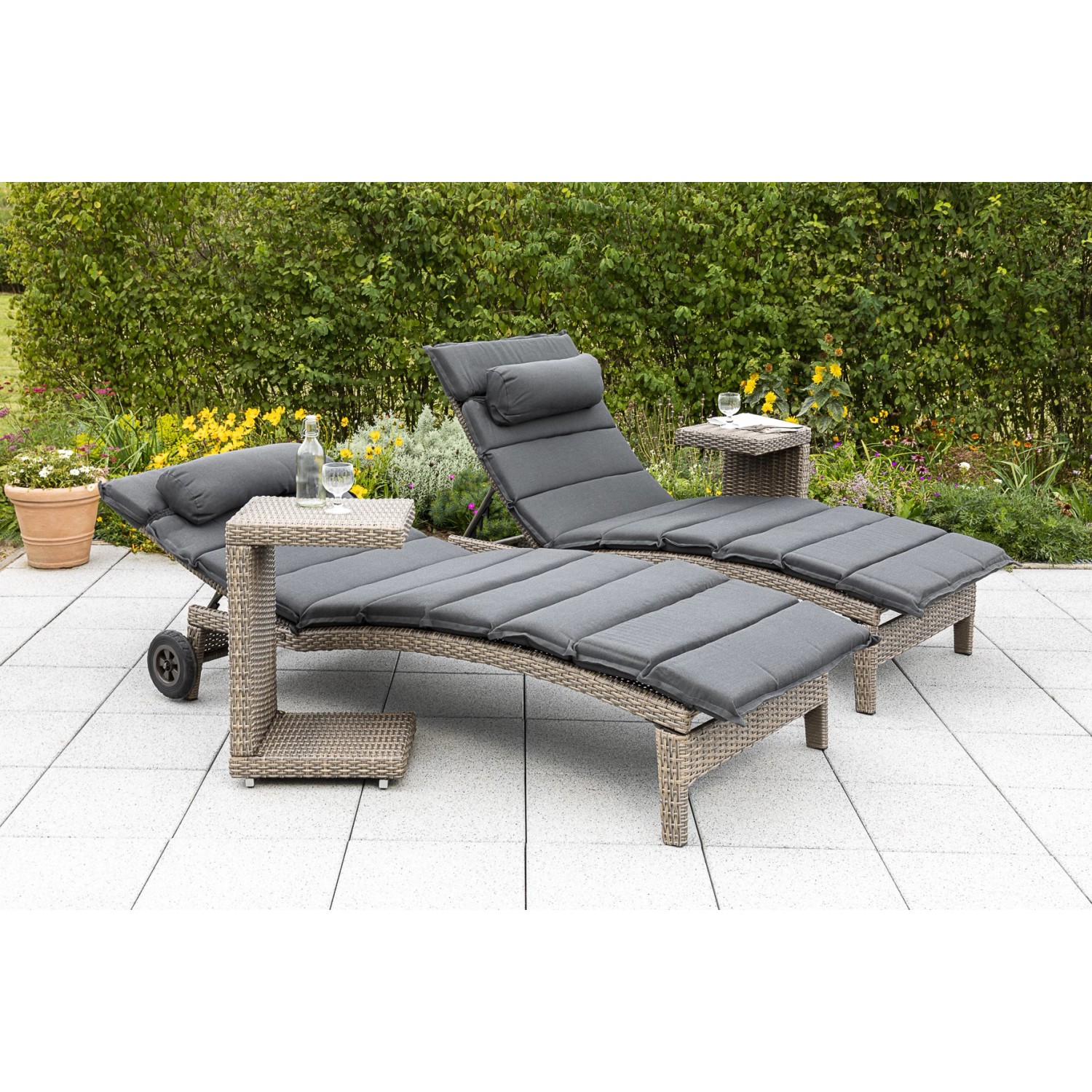 Thumbnail - Merxx Andalusia Set 4-tlg. 2 Liegen 2 Beistelltische Grau