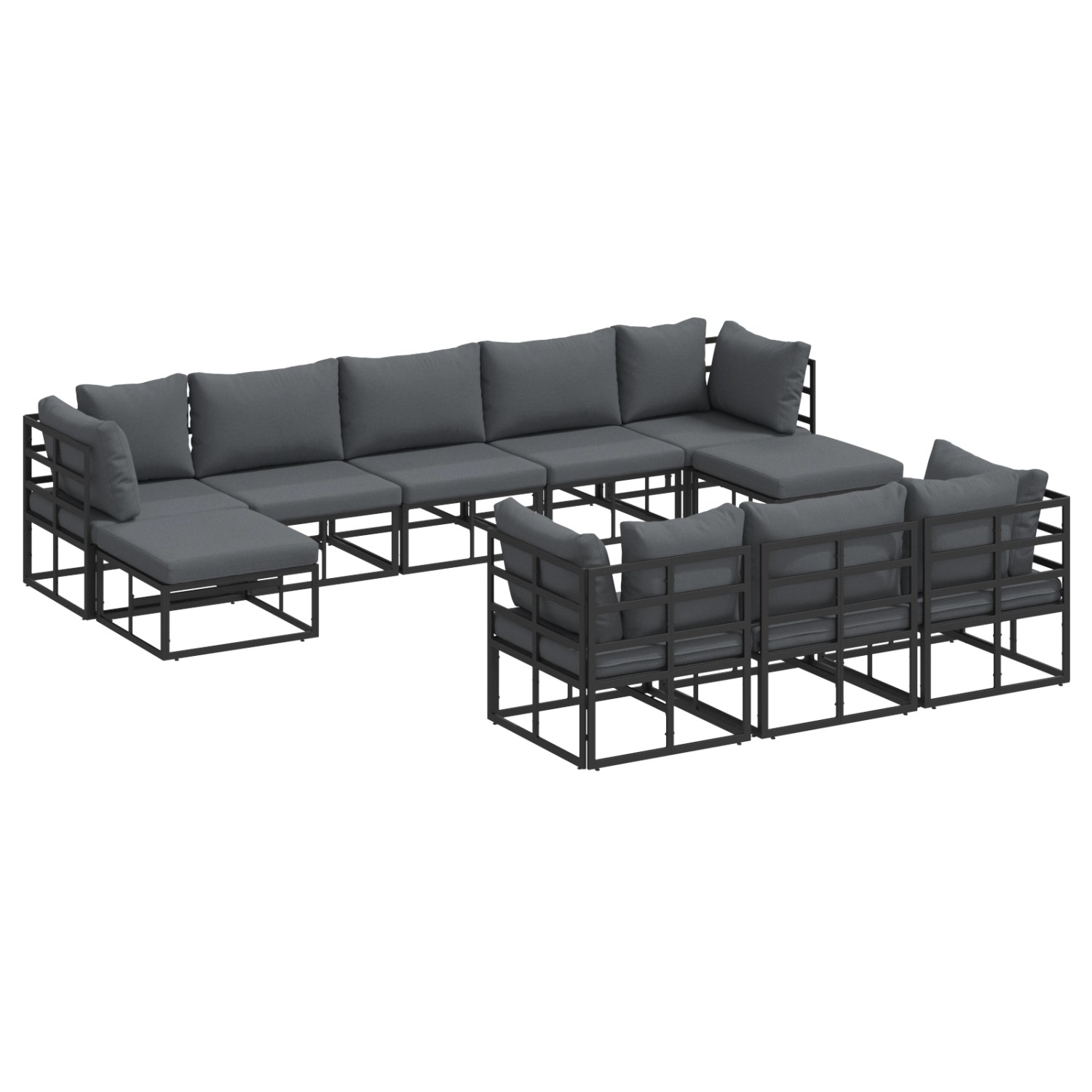 vidaXL Garten-Sofa-Set mit Kissen 10-Tlg Schwarz Aluminium 3378914 günstig online kaufen