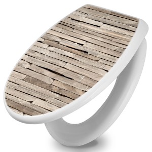 Weißer Toilettendeckel mit Absenkautomatik und Steinplatten Motiv von Banjado.