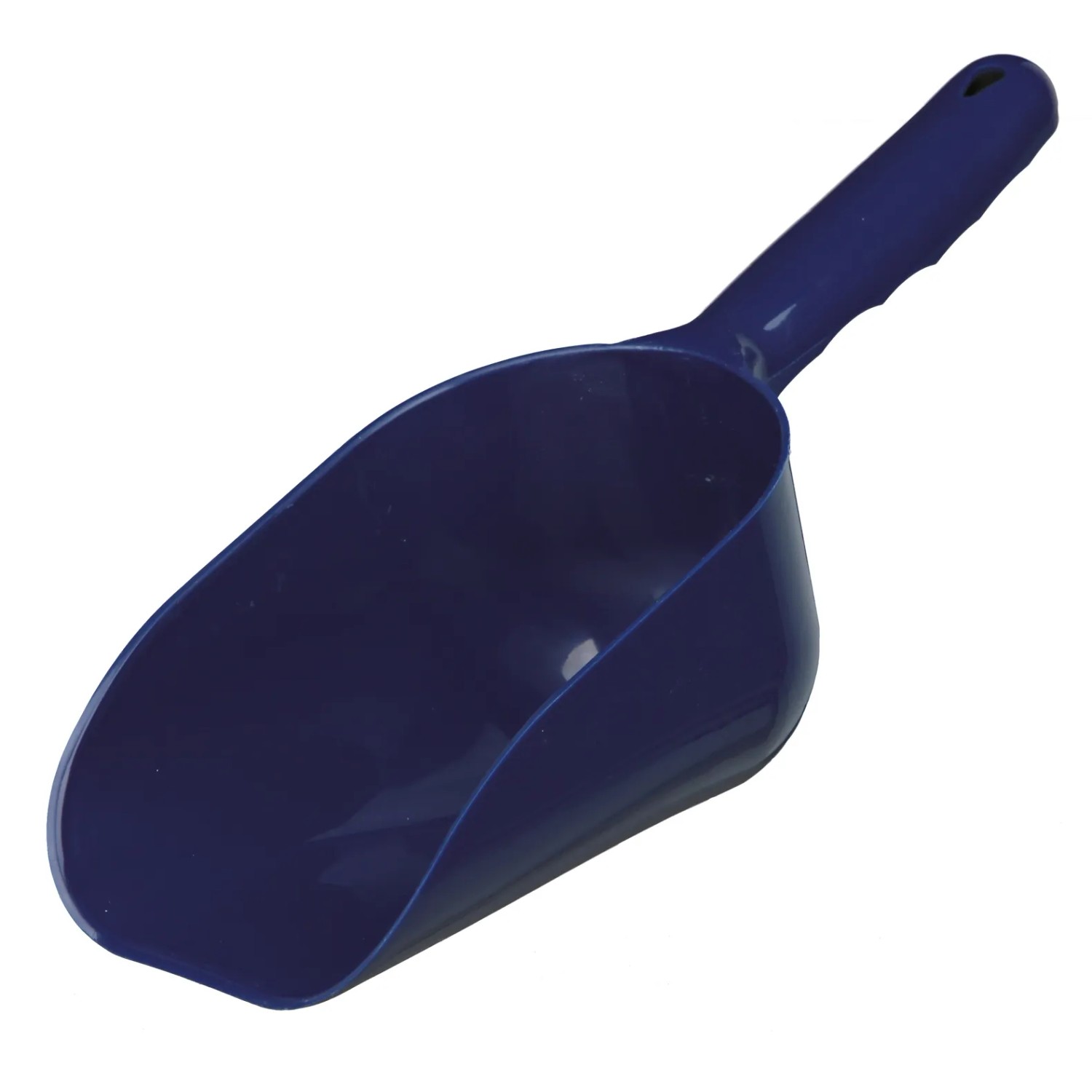 Blaue Jollypaw Streuschaufel S aus Kunststoff, auch als Futterschaufel nutzbar.