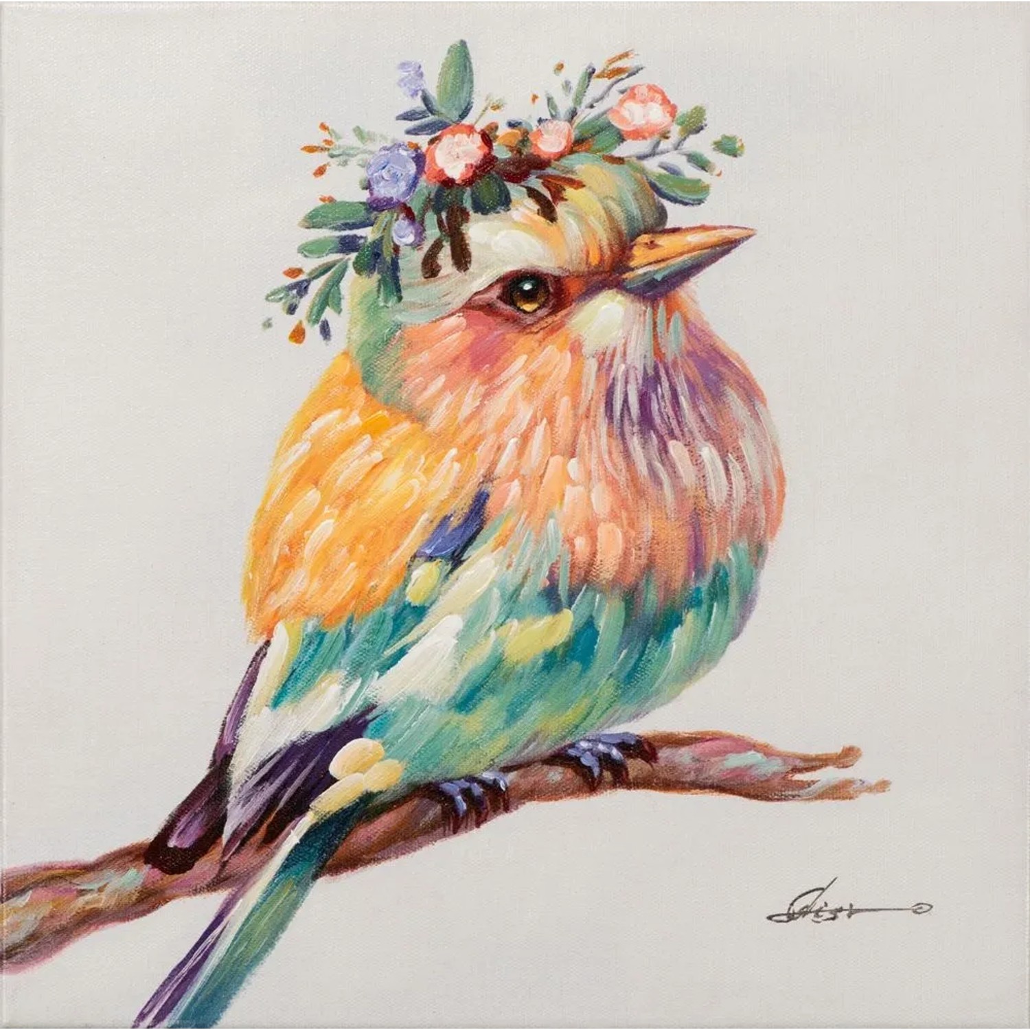 Art Universe Leinwandbild Süsser Bunter Vogel 40 x 40 cm