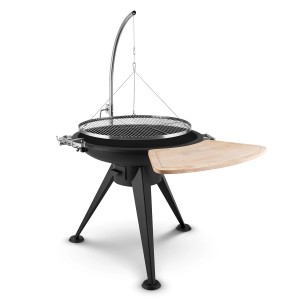 Blumfeldt Delion Schwenkgrill mit Feuerschale (Ø 80cm), Galgen, Seilzug, Edelstahl, Schwarz.