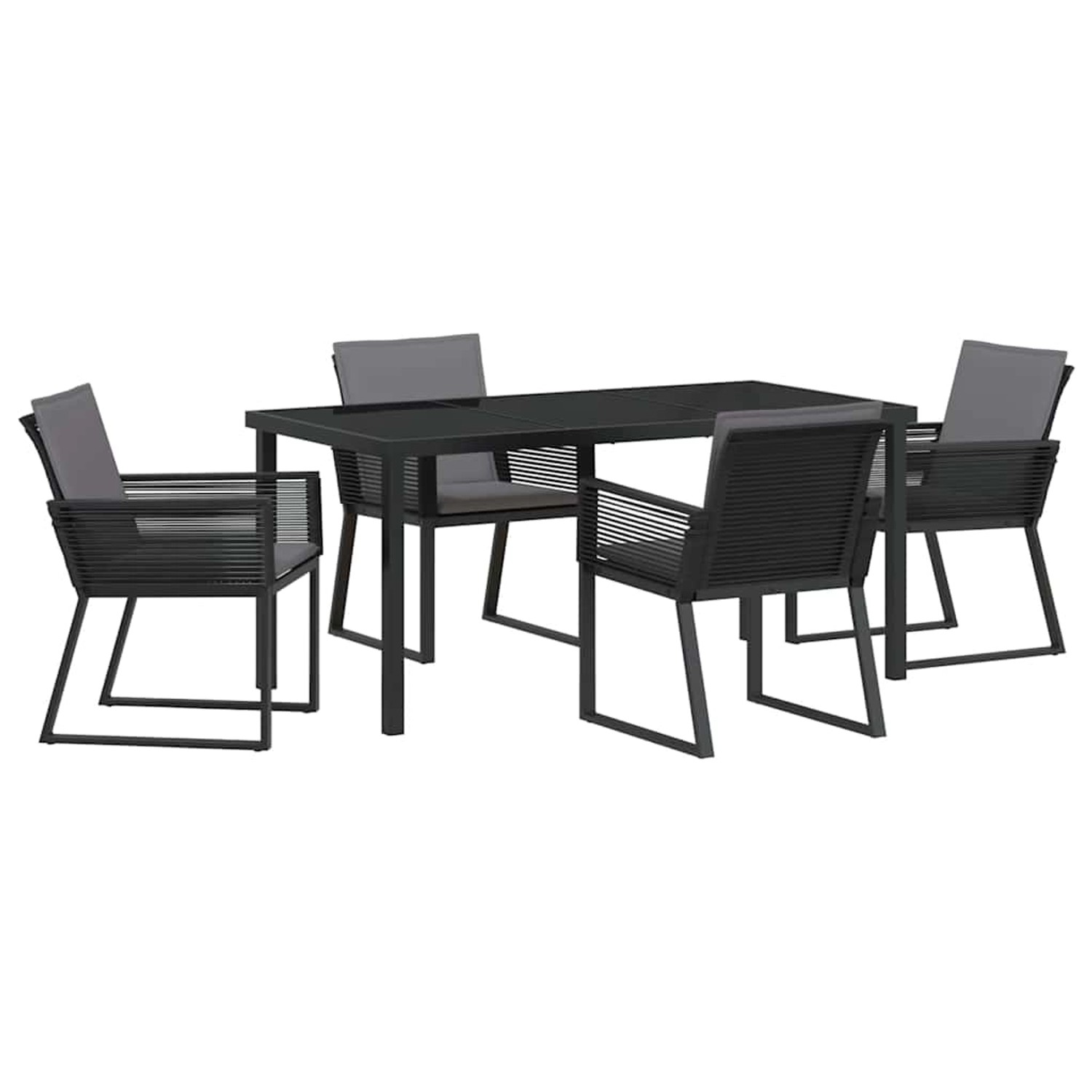 vidaXL Garten Essgruppe 5-Tlg Schwarz Poly Rattan 3379320 günstig online kaufen