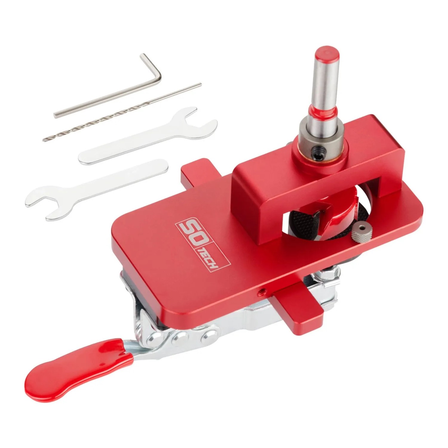 SOTECH ALU Präzisions Bohrschablone BS-35-T52 mit Forstnerbohrer Ø35 mm für T52 Topfscharniere mit Bohrabstand 52 mm