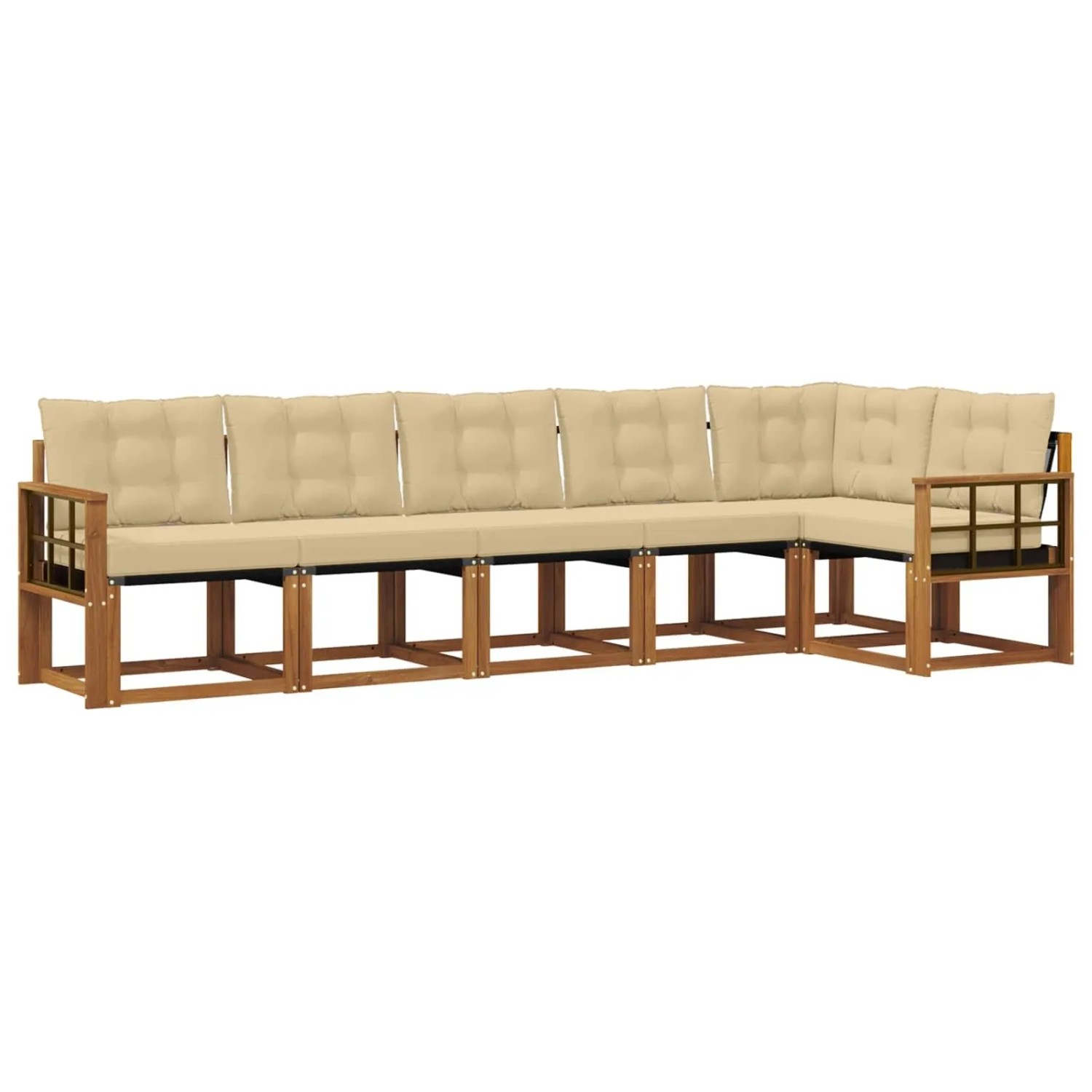 vidaXL Outdoor-Sofagarnitur mit Kissen 6-Tlg Natur und Beige 3368720
