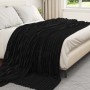 Schwarze vidaXL Überwurfdecke (270x240 cm) aus Fleece auf einem Bett.
