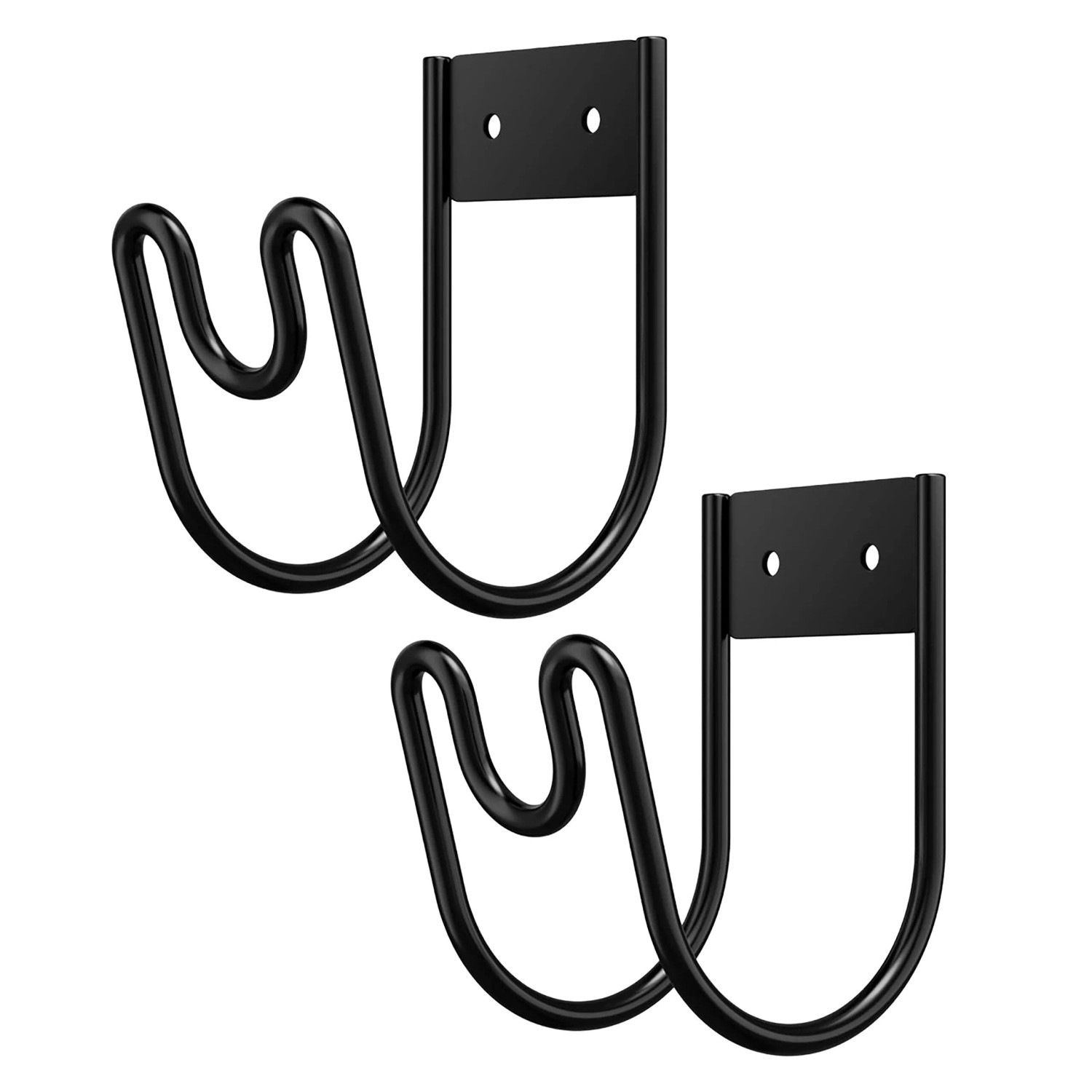 Relaxdays Schlauchhalter Eisen Schwarz Wandmontagefähig Rostgeschützt 2er-Pack