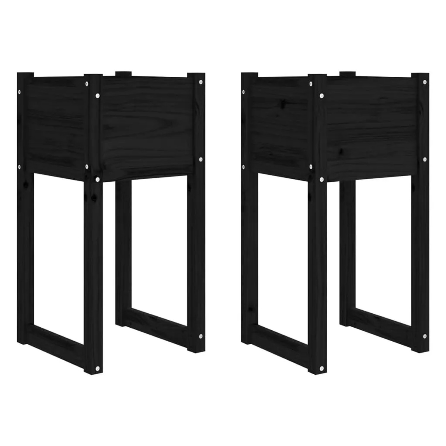 vidaXL Pflanzkübel 2 Stk Schwarz 40x40x81 cm Massivholz Kiefer 822131