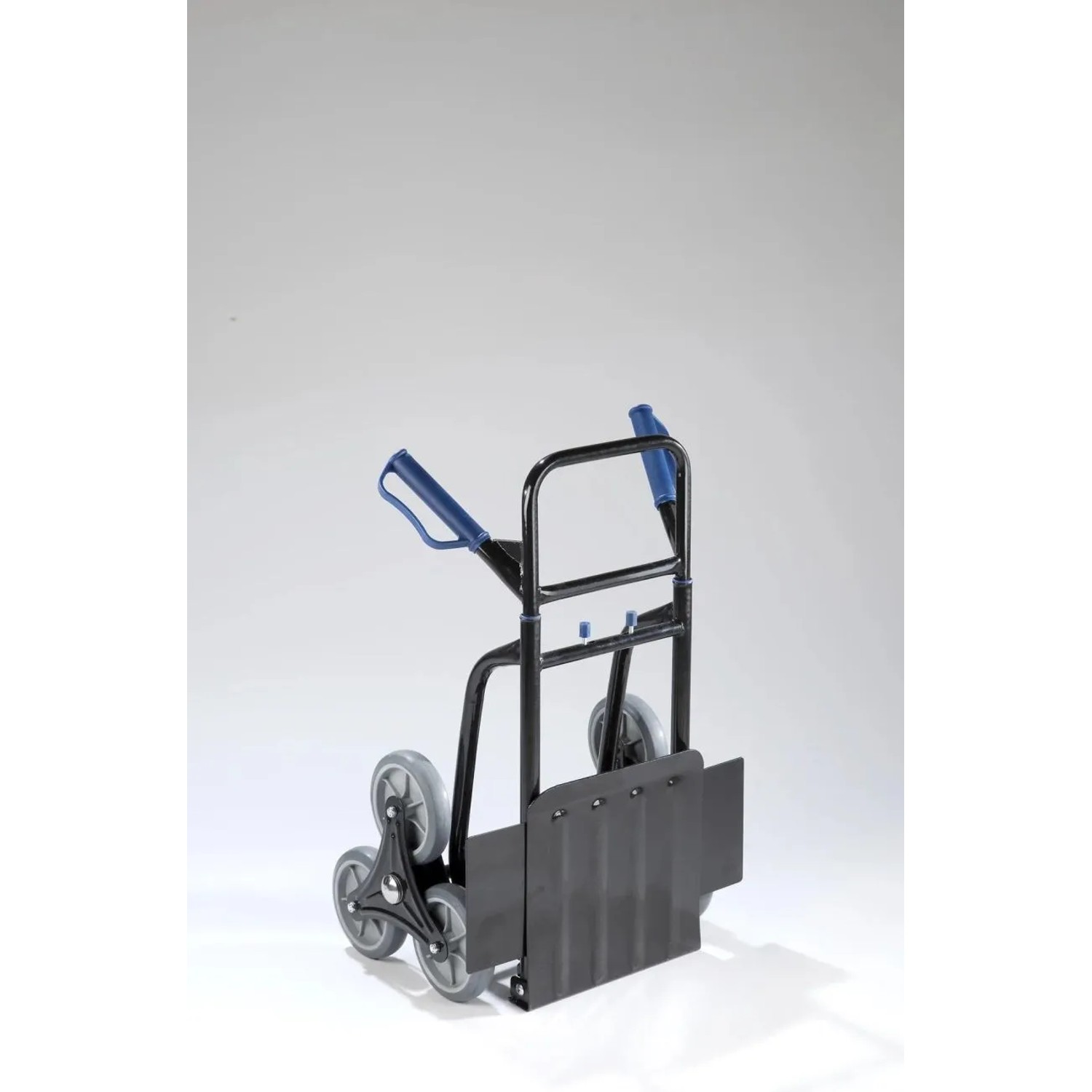 Westfalia Treppen-Sackkarre, klappbar, 120 kg Tragkraft, Metall schwarz, mit Dreisterne-Rädern.