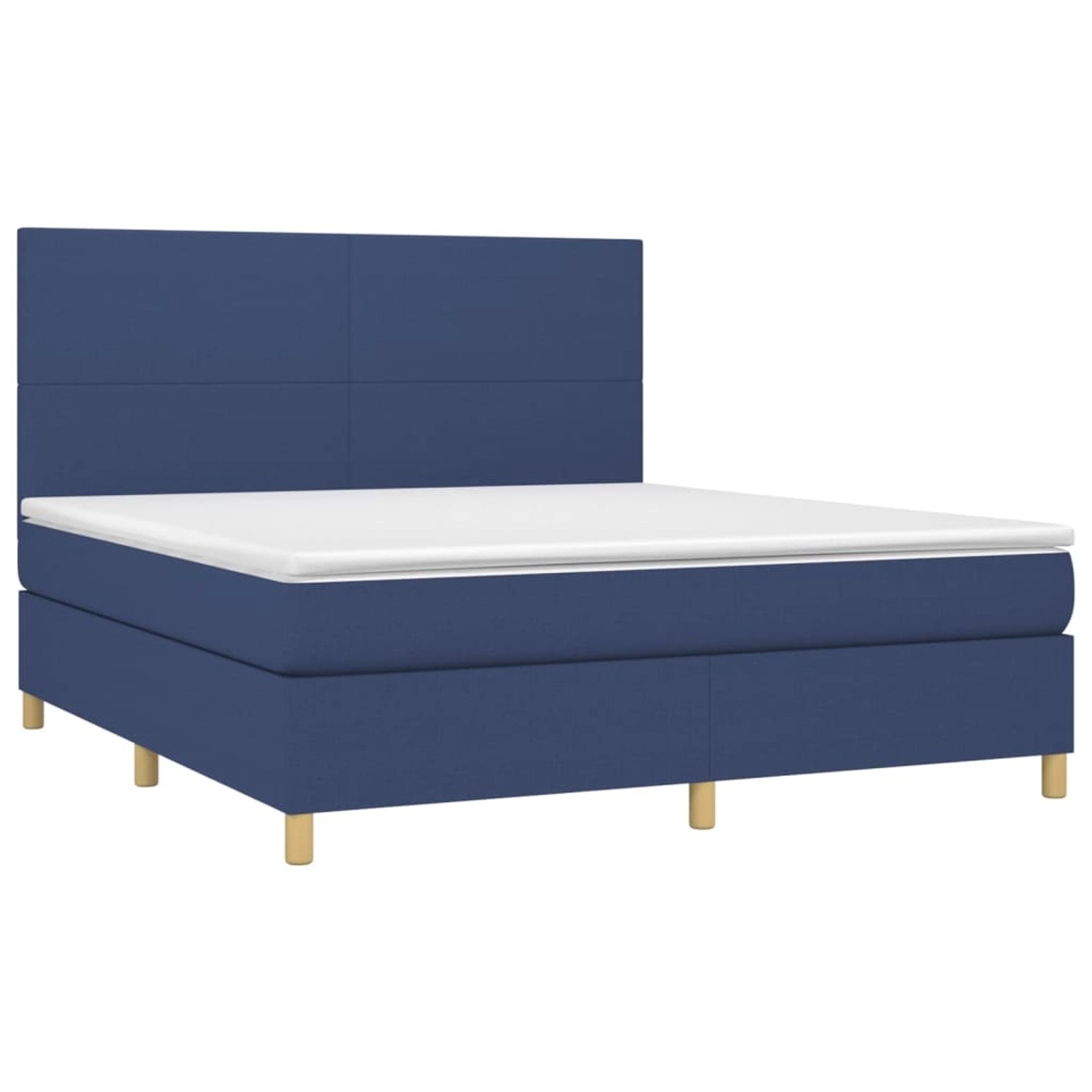 vidaXL Boxspringbett mit Matratze & LED Blau 160x200 cm Stoff 3135291 günstig online kaufen