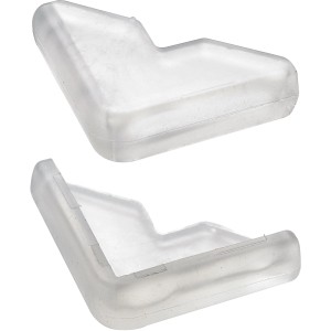 Transparente Hettich Eckenpuffer, selbstklebend, 30x30x8,5 mm, aus Kunststoff.