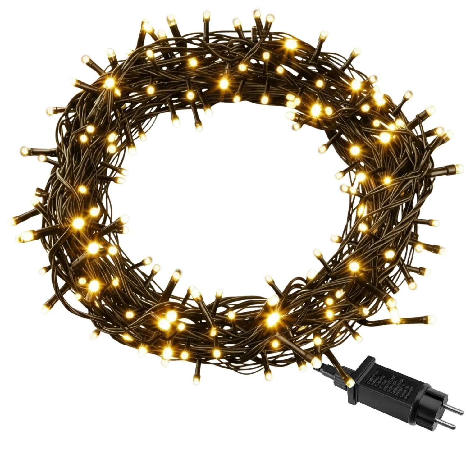 Tectake Led Lichterkette Warmweiß Mit 8 Funktionen 1300 X 0 40 X 2 60 Cm Grün