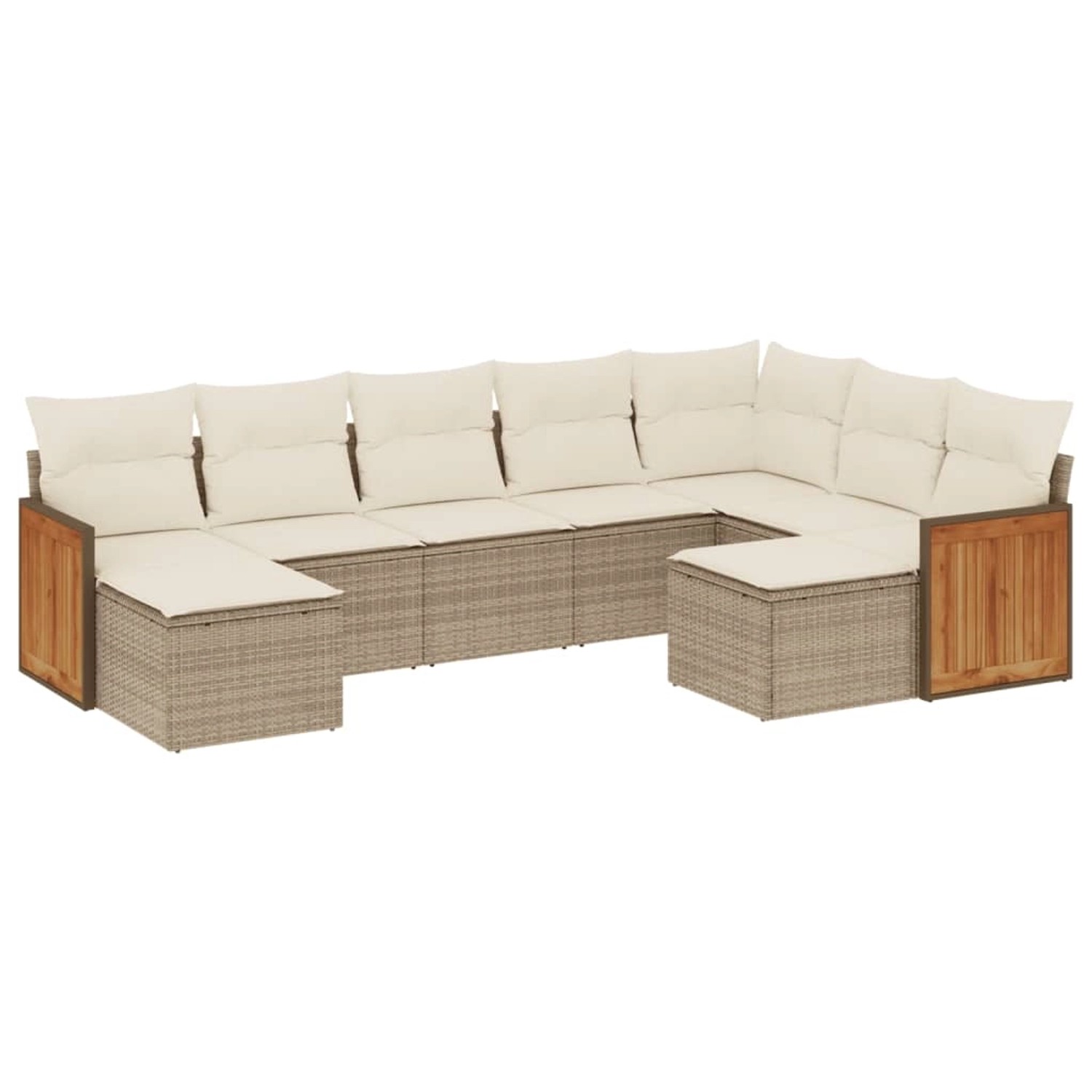 vidaXL 9-Tlg Garten-Sofagarnitur mit Kissen Beige Poly Rattan 3228221 günstig online kaufen
