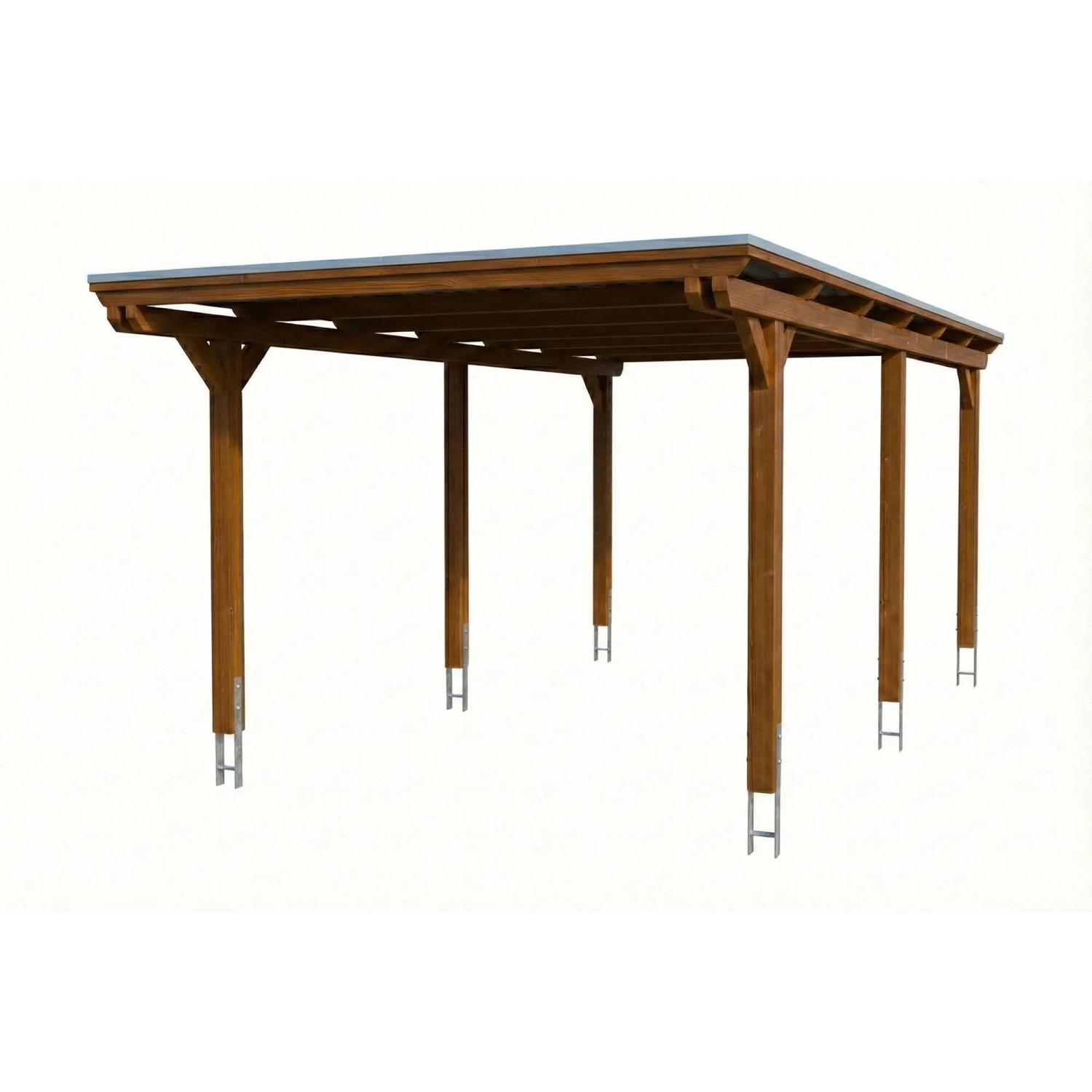 Skan Holz Carport Emsland Stahl-Dachplatten 340 cm x 604 cm Nussbaum