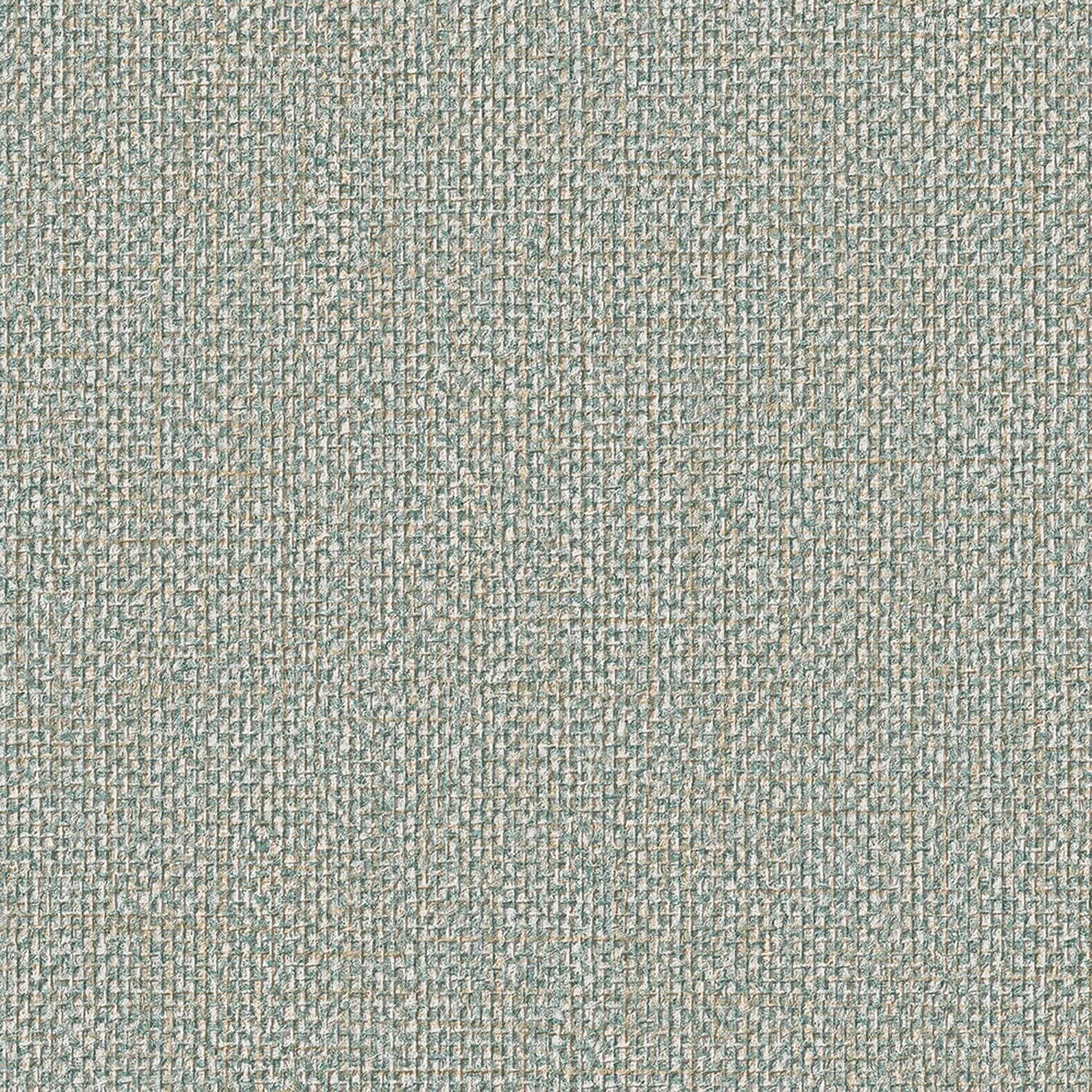 PROFHOME Sa524096-Di Struktur Tapete Textiloptik Blau Petrol Platin-Grau 0,53 m x 10,05 m  5,33 m2