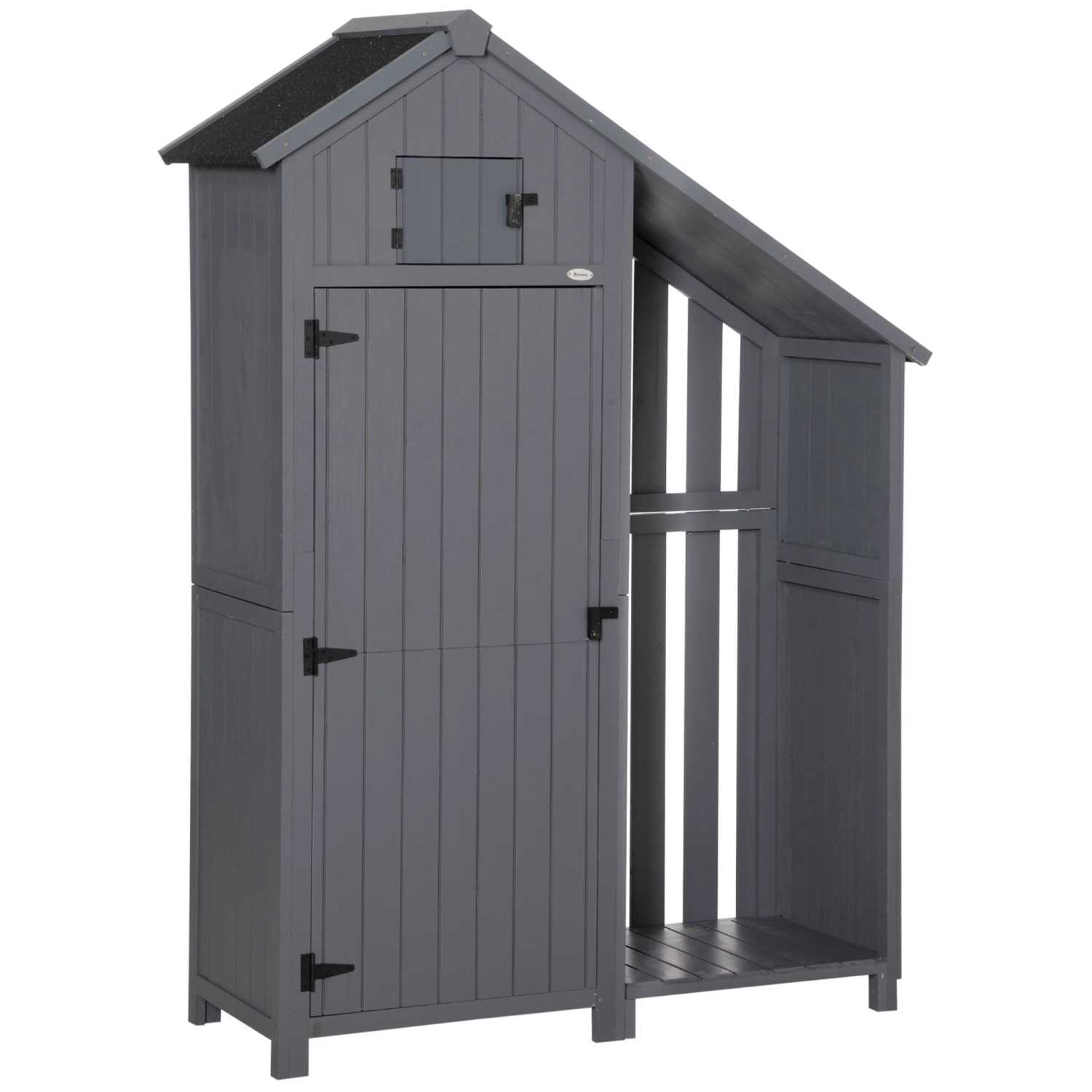 Outsunny Gartenschrank Giebeldach 129 x 51,5 x 180 cm Grau Schwarz günstig online kaufen