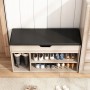 Rebiko Schuhschrank Mit Sitzfläche Aus Holz Stauraum 2 Einlegeböden Zu Öffnen Helle Eiche_4