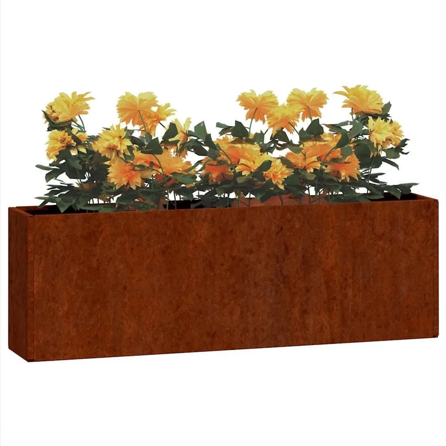 2er Set vidaXL Wand-Pflanzkübel aus Cortenstahl, rostig, 53x10x17 cm, für Garten und Balkon.