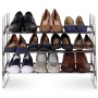 Domopak Living Schuhregal aus verchromtem Metall, 3 ausziehbare Ebenen (64-119 cm), mit Schuhen.