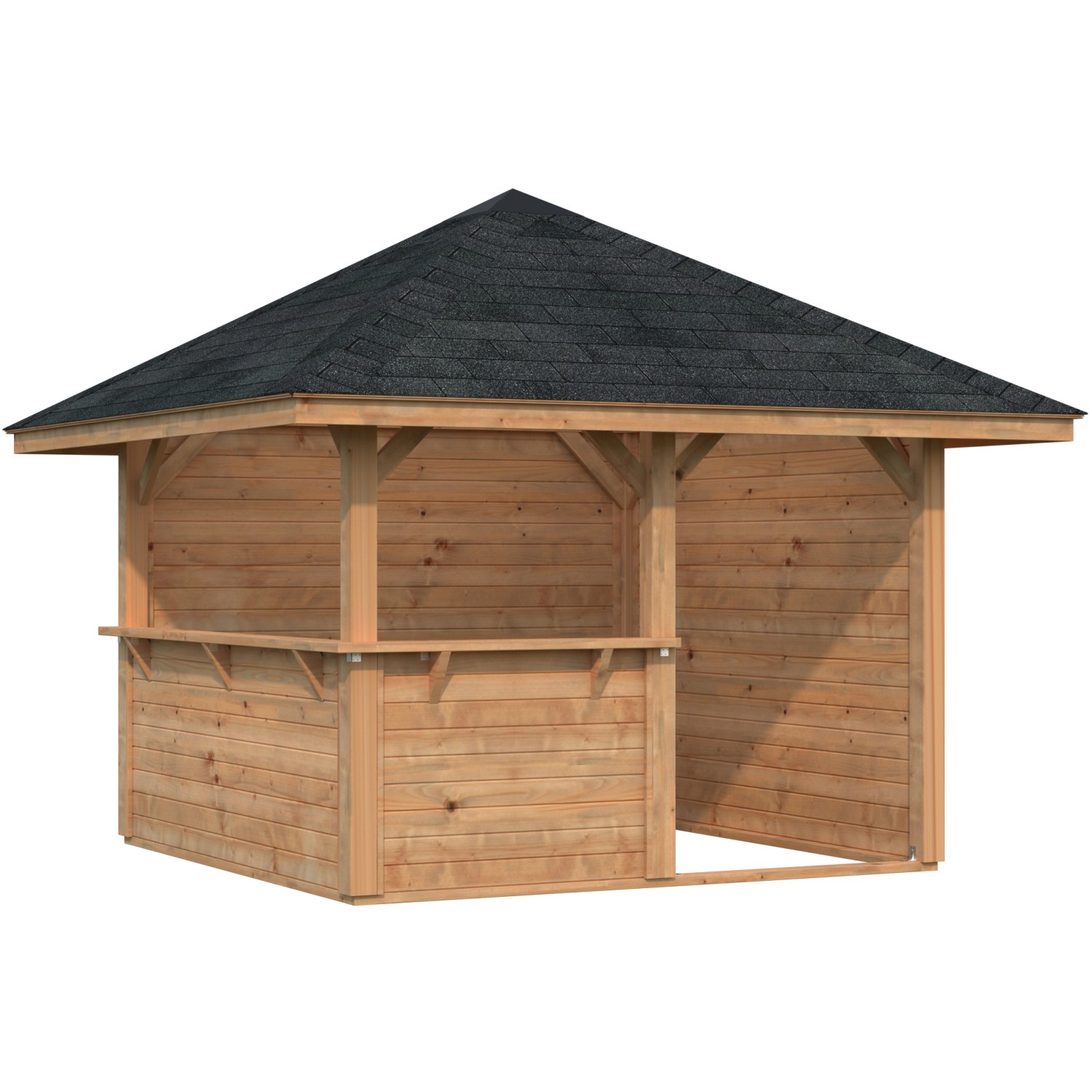 Palmako Holz-Pavillon Bianca 8,3 m² Set 3 Braun Tauchgrundiert