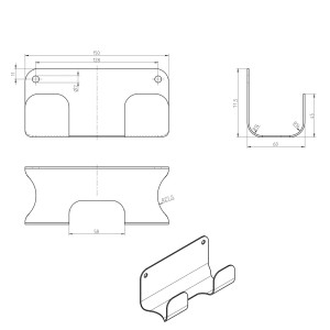 Kesseböhmer K-Line Side Schlauchhalter 150 x 60 x 71 mm Anthrazit Wandmontage