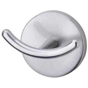 Fackelmann Doppel-Haken Fusion in Edelstahloptik für Badhelfer, gebürstete Oberfläche.