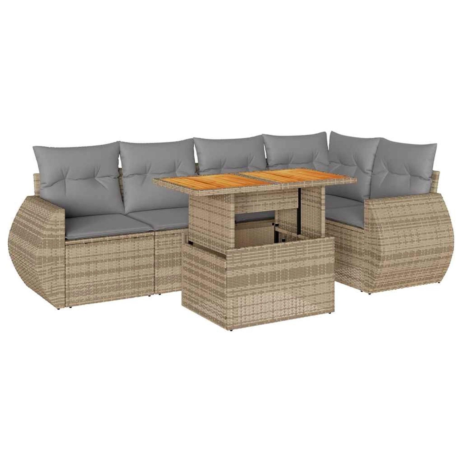 vidaXL 6-Tlg Garten-Sofagarnitur mit Kissen Beige Poly Rattan 3327265 günstig online kaufen