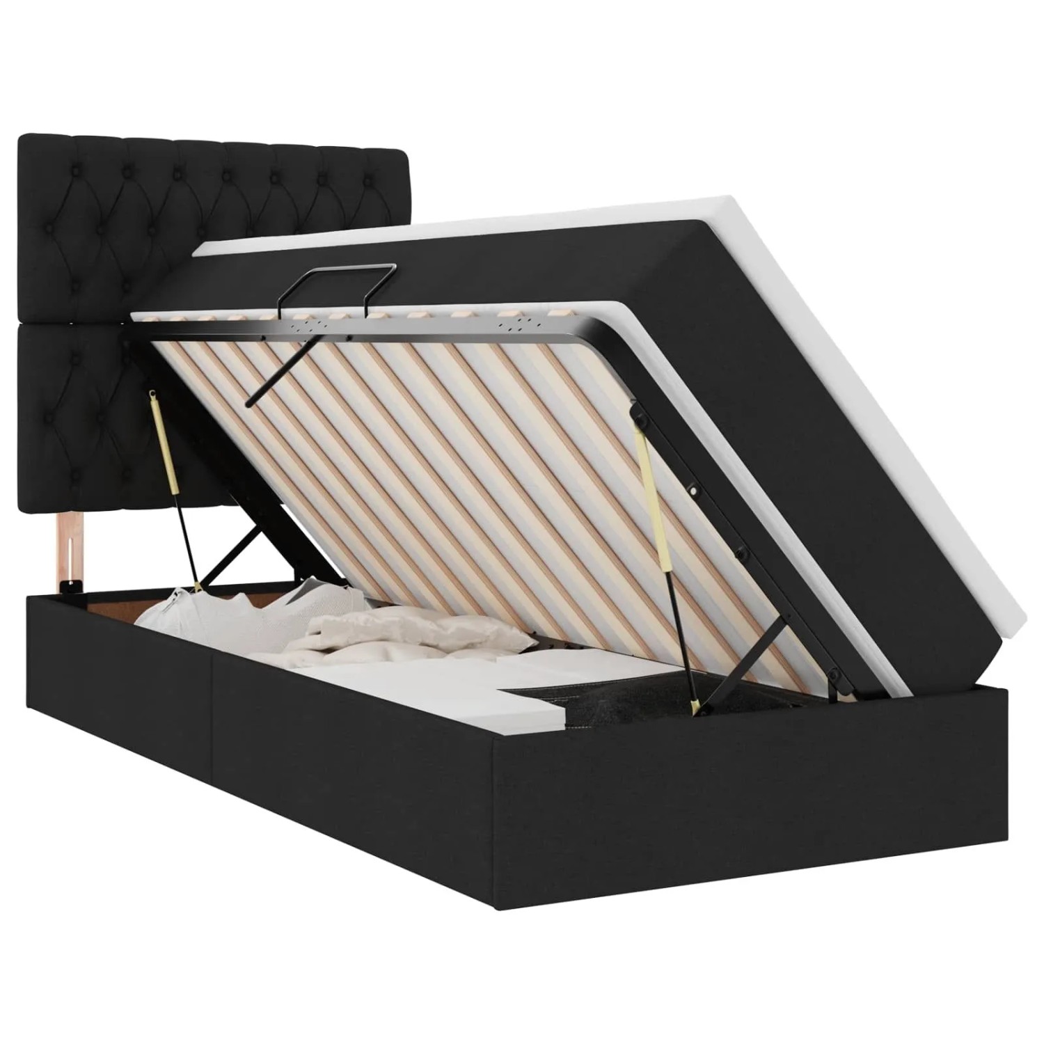 vidaXL Aufbewahrungsbett mit Matratze Schwarz 90 x 190 cm Polyester 3371813