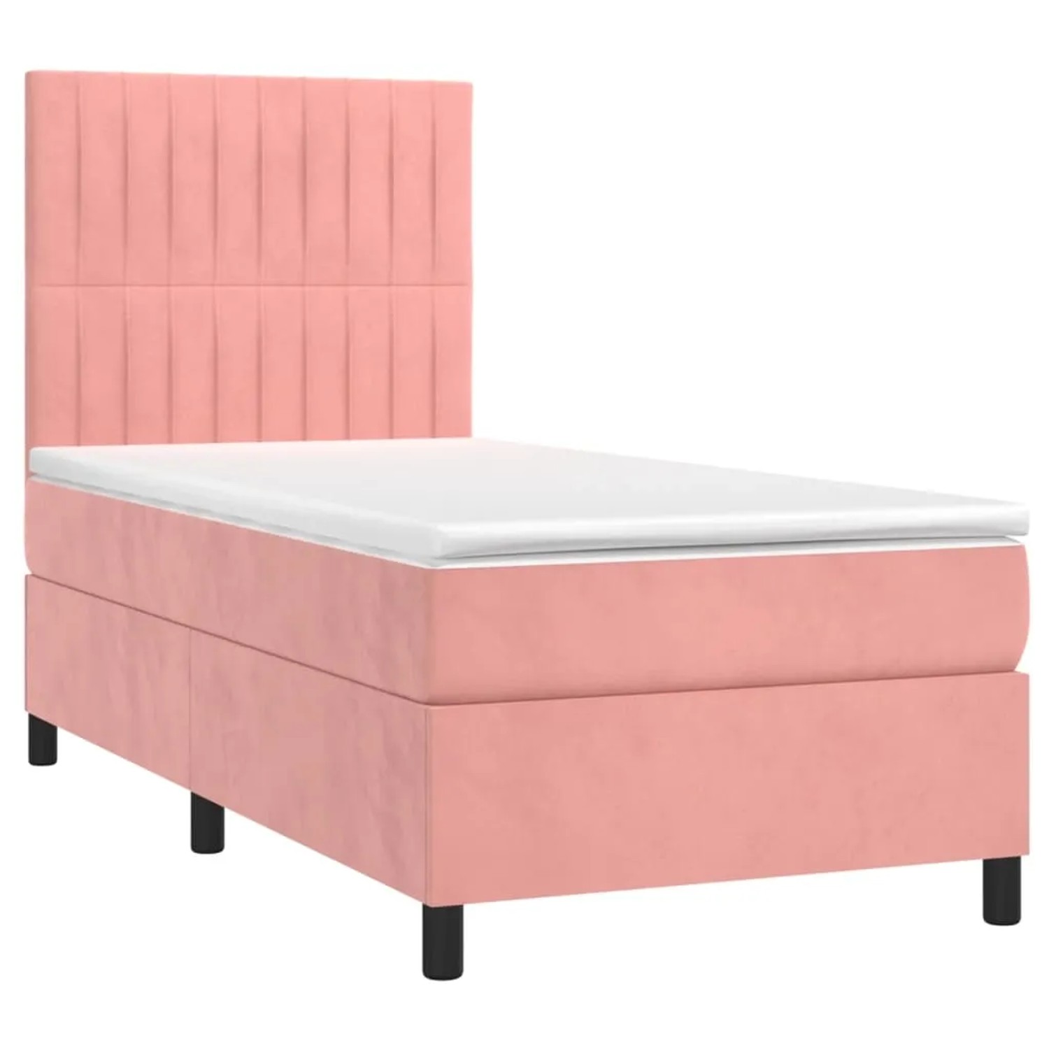 Rosa vidaXL Boxspringbett (80x200 cm) mit Matratze und Samtbezug.