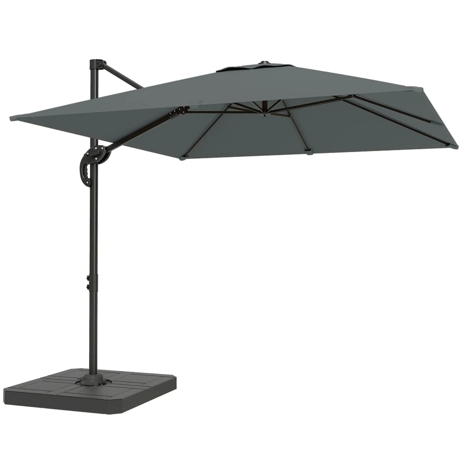 Furnicato Alu Ampelschirm Ø244cm Sonnenschirm Mit Kurbel Ständer Wasserabweisend 360° Drehbar Dunkelgrau